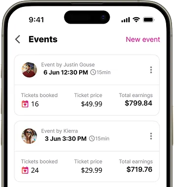 Ticketed fundraising live streams dashboard.
